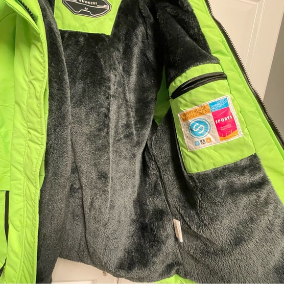 SUOKENI Wmns Waterproof green Ski Snowboarding Jacket (M) Fur Lined Remvb Hood - Picture 2 of 10